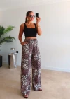 LEOPAR Beli Lastikli Saten Pantolon