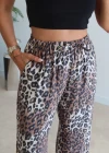 LEOPAR Beli Lastikli Saten Pantolon