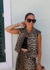 Leopard Pattern Round Neck Vest