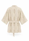 NATURAL Bej İşlemeli Crop Kimono Takım