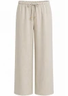 NATURAL Beli Lastikli Bol Paça Keten Pantolon
