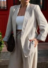 NATURAL Keten Blazer