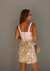 PEMBE Askısı Bağlamalı Parça Detay Crop Bluz