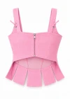 PEMBE Askısı Bağlamalı Parça Detay Crop Bluz