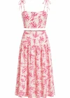 PEMBE Desenli Crop Etek Takım