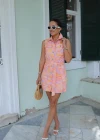 PINK Patterned Denim Dress