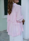 PEMBE Eteği Oval Sırt Düğmeli Gömlek