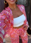 PEMBE Etnik Desen Kuşaklı Kimono