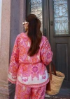 PEMBE Etnik Desen Kuşaklı Kimono
