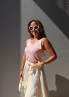 PEMBE V Yaka İpek Triko