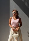 PEMBE V Yaka İpek Triko