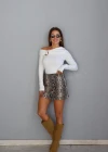 RENKLİ Yılan Derisi Desen Şort Etek