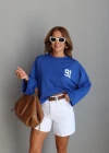 SAKS Rakam Baskı Detay Modal Sweatshirt
