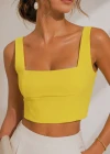 SARI Dikiş Detay Kare Yaka Crop