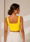 SARI Dikiş Detay Kare Yaka Crop