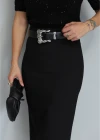 Black Back Slit Detail Pencil Skirt
