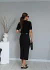 Black Back Slit Detail Pencil Skirt