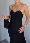 Siyah Askılı Maxi Boy Elbise