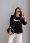 Siyah Baskılı Sweat