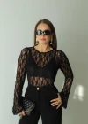 Siyah Dantel Bluz