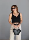 Siyah Dantel Detay Crop