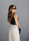 Siyah Dantel Detay Crop