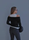 Siyah İçi Atletli Düşük Omuz Bluz