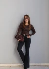 Siyah İspanyol Paça Jean Pantolon