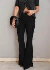 Siyah Kemerli İspanyol Paça Pantolon