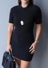 Black Short Sleeve Basic T-shirt Dress