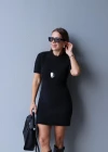 Black Short Sleeve Basic T-shirt Dress