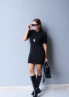 Black Short Sleeve Basic T-shirt Dress