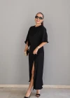 Siyah Maxi Saten Elbise