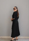 Siyah Maxi Saten Elbise