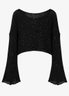 Siyah Pullu Merserize Crop Bluz