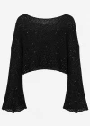 Siyah Pullu Merserize Crop Bluz