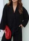 Black Oversize Button Detail Jacket
