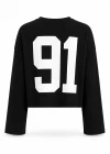 Siyah Rakam Baskı Detay Modal Sweatshirt