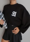 Siyah Rakam Baskı Detay Modal Sweatshirt