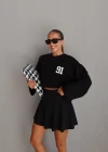 Siyah Rakam Baskı Detay Modal Sweatshirt