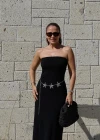 Siyah Straplez Maxi Elbise