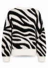 Siyah Zebra Desen Yumoş Kazak