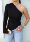 Tek Omuz Drape Detay Bluz