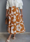 TURUNCU Desenli Maxi Etek