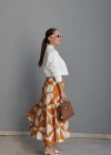 TURUNCU Desenli Maxi Etek