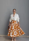 TURUNCU Desenli Maxi Etek
