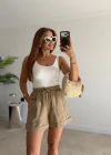 Vizon Duble Paça Gabardin Şort