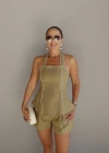 YEŞİL Biyeli Bluz Şort Takım