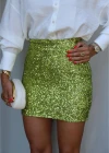 YEŞİL Payetli Mini Etek