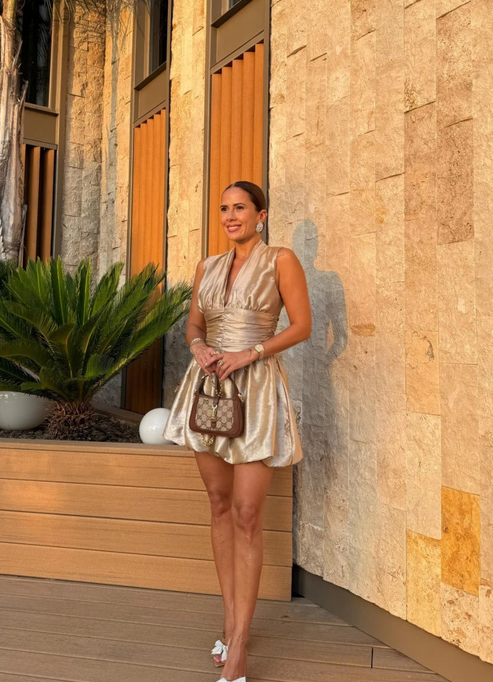 Backless Draped Detail Balloon Dress